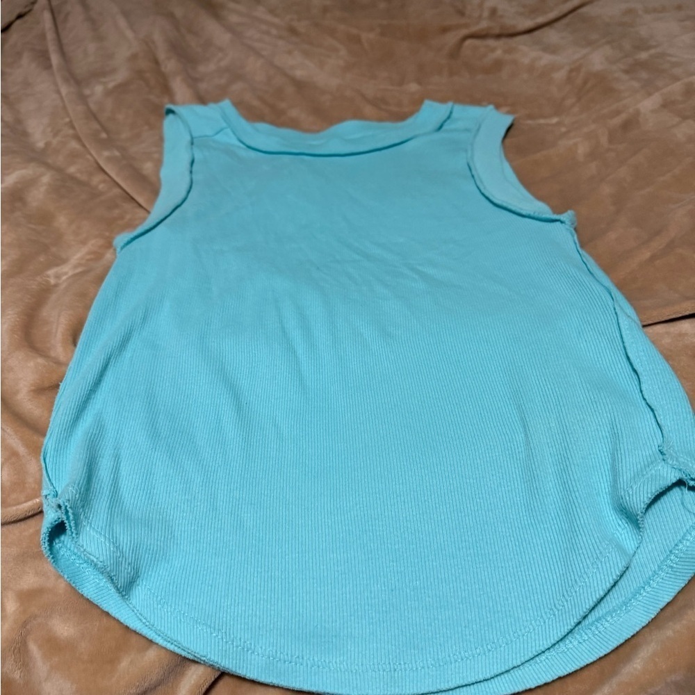 We The Free People aqua ribbed tee. Size L. Euc.